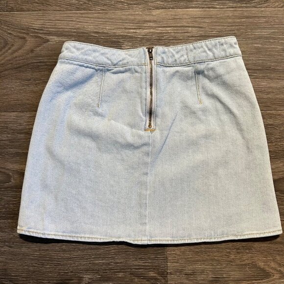 Pacsun Tulip A-Line Denim Mini Skirt Light Wash Blue Jean Y2K Style Size 24 - Picture 2 of 9